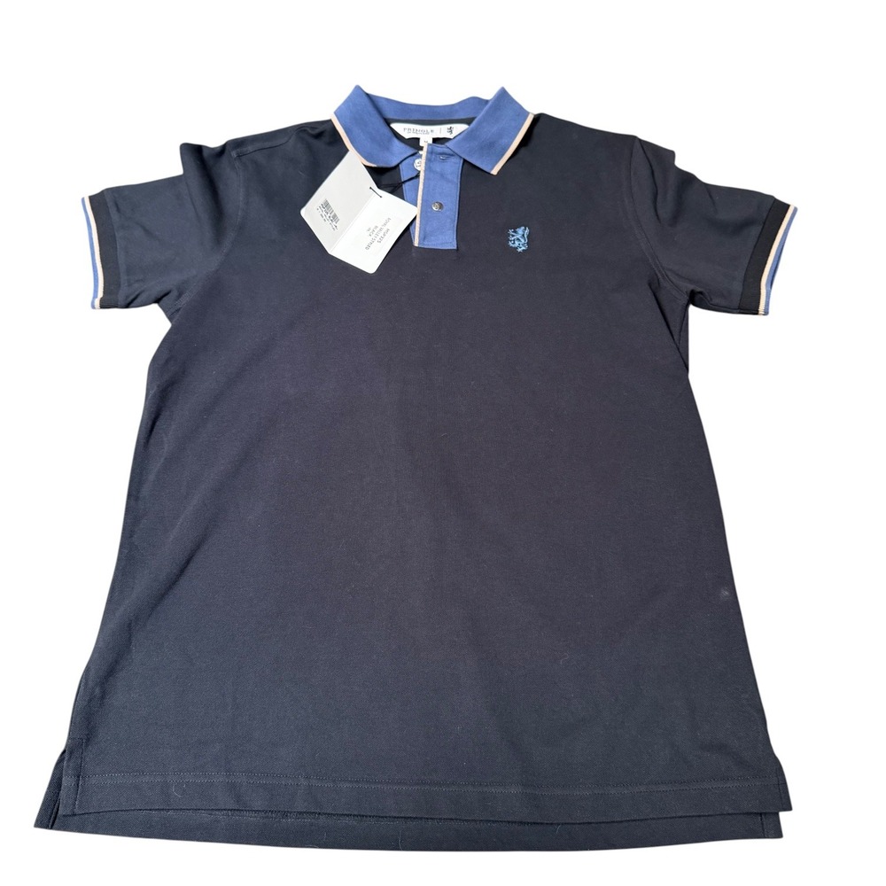PRINGLE OF SCOTLAND Royal Valley Black Polo Shirt Mens M NWT Stretch Minor Flaw‎